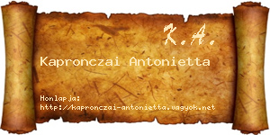 Kapronczai Antonietta névjegykártya