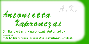 antonietta kapronczai business card